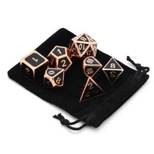 Load image into Gallery viewer, Polished Black and Bronze Metal Dice Set | 7 Piece