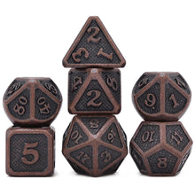 Load image into Gallery viewer, Ancient Bronze Dragon Scale Metal Dice Set 7 Piece