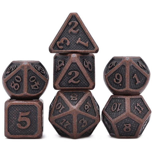 Ancient Bronze Dragon Scale Metal Dice Set 7 Piece