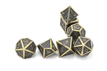 Load image into Gallery viewer, Ancient Gold Metal Dice Set 7 piece front view 2