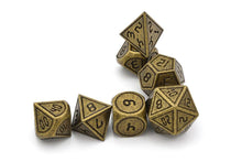 Load image into Gallery viewer, Ancient Gold Tech Metal Dice Set 7 piece Front view 2