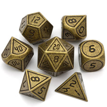 Load image into Gallery viewer, Ancient Gold Tech Metal Dice Set 7 piece front view