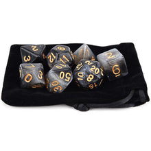 Load image into Gallery viewer, Arp273 (Gray &amp; White) Nebula Polyhedral Dice Set 7 Piece with a Black Dice Bag