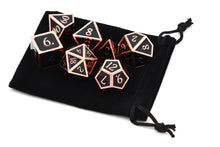 Load image into Gallery viewer, Glossy Black and Bronze Metal Dice Set | 7 piece