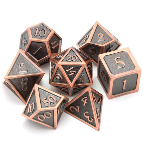 Battleworn Copper Metal Dice Set 7 Piece