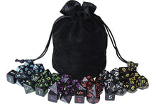 Load image into Gallery viewer, 42 pieces of Black Opaque dice bundle with black dice bag