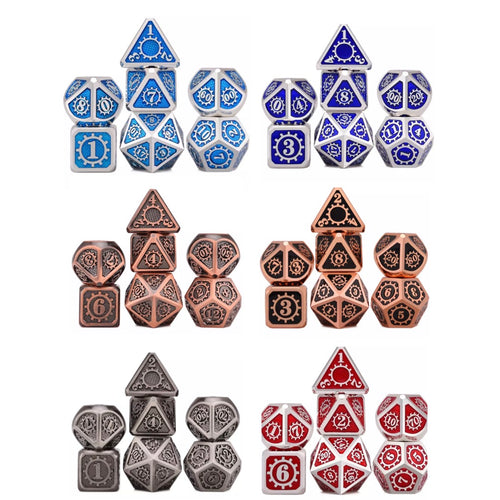 Metal Clockwork Dice Set | 7 piece