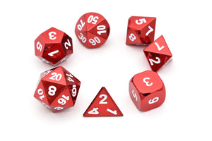 Crimson Chrome Metal Dice Set 7 piece each dice used to form a circle