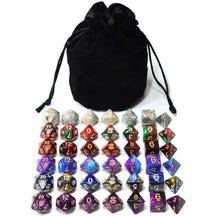 Load image into Gallery viewer, Marble RPG Dice Set B with Black Dice Bag