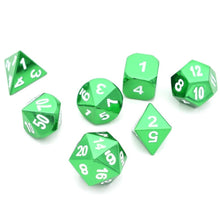 Load image into Gallery viewer, Emerald Chrome Metal Dice Set 7 piece randomly placed