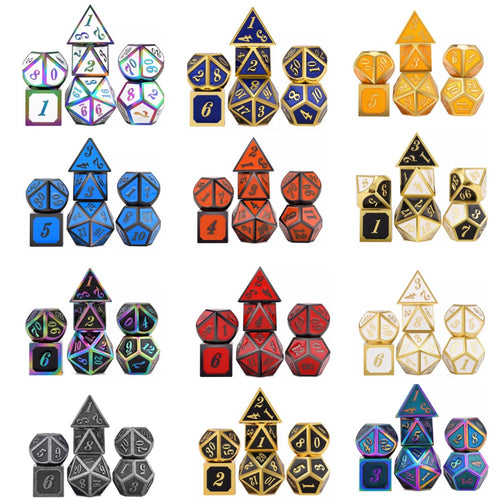 Enamel Metal Dice Set A | 7 piece