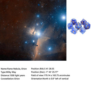 Description of Flame (Blue & White) Nebula Polyhedral Dice Set 7 Piece