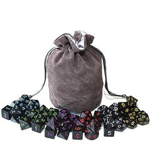 Load image into Gallery viewer, 42 pieces of Black Opaque dice bundle with gray dice bag