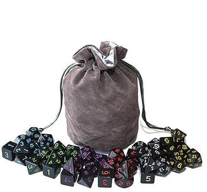 42 pieces of Black Opaque dice bundle with gray dice bag