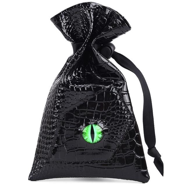 Green Eye Leather Dragon Eye Dice Pouch Front View