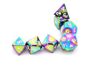 Infinite Rainbow Metal Dice Set 7 piece randomly placed