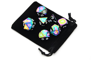 Infinite Rainbow Metal Dice Set 7 piece with Black Dice Bag