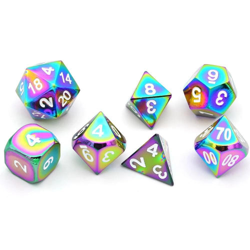 Infinite Rainbow Metal Dice Set 7 piece Front View