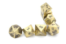 Load image into Gallery viewer, Ironforge Gold Metal Dice Set 7 piece Front View 2