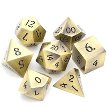 Load image into Gallery viewer, Ironforge Gold Metal Dice Set 7 piece Front View