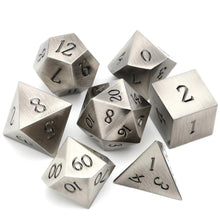 Load image into Gallery viewer, Ironforge Steel Silver Metal Dice Set 7 Piece