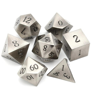 Ironforge Steel Silver Metal Dice Set 7 Piece