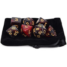 Load image into Gallery viewer, M16 (Red &amp; Black) Nebula Polyhedral Dice Set 7 Piece with a Black Dice Bag