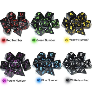 List of Black Opaque Dice Sets in 7 Piece