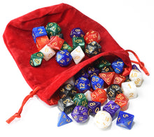 Load image into Gallery viewer, 42 pieces of pearl dice bundle with red dice bag