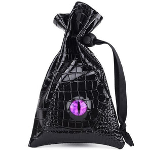 Purple Eye Leather Dragon Eye Dice Pouch Front View