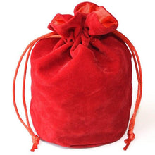 Load image into Gallery viewer, Red Drawstring Dice Bag filled with dice inside