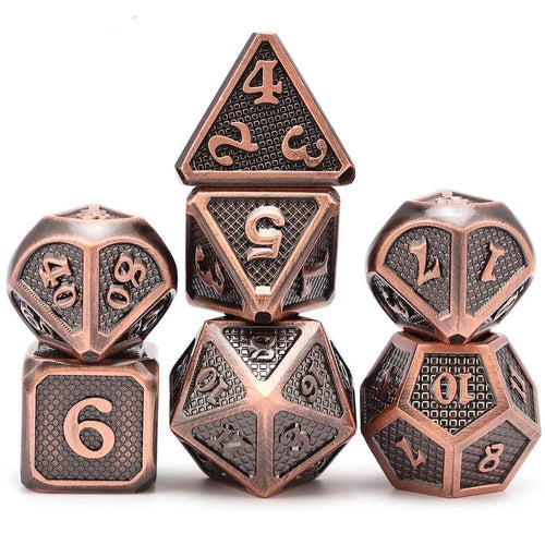 Shiny Bronze Dragon Scale Metal Dice Set 7 Piece