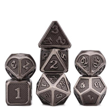 Load image into Gallery viewer, Shiny Silver Dragon Scale Metal Dice Set 7 piece