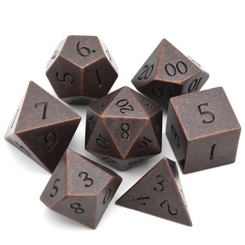 Tarnished Bronze Metal Dice Set 7 Piece