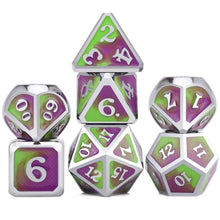 Load image into Gallery viewer, Toxic Dragon Scale Metal Dice Set 7 piece front view