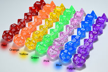 Load image into Gallery viewer, All single colour translucent dice sets