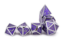 Load image into Gallery viewer, Violet and Silver Metal Dice Set | 7 piece