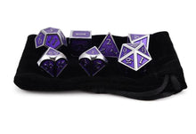 Load image into Gallery viewer, Violet and Silver Metal Dice Set | 7 piece