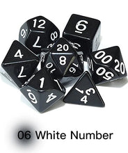 Load image into Gallery viewer, Black Opaque Dice Set with WhiteFont