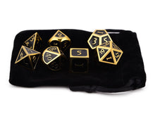 Load image into Gallery viewer, Deeper Dark - Black Metal Dice Set 7 Piece with black dice bag