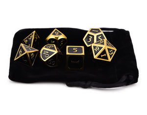 Deeper Dark - Black Metal Dice Set 7 Piece with black dice bag