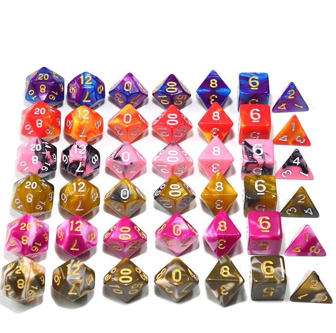 Dual Colour Marble Dice Set A | Free Dice Pouch