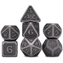 Load image into Gallery viewer, Ancient Silver Dragon Scale Metal Dice Set