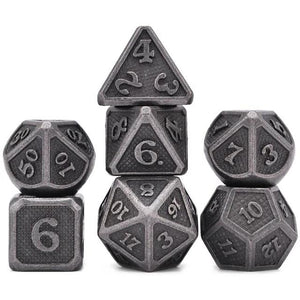 Ancient Silver Dragon Scale Metal Dice Set