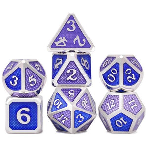 Sapphire Dragon Scale Metal Dice Set