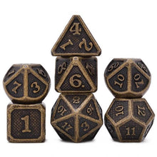 Load image into Gallery viewer, Ancient Gold Dragon Scale Metal Dice Set