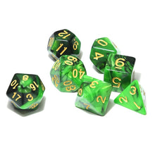 Load image into Gallery viewer, Green and Black Marble Dice Set C