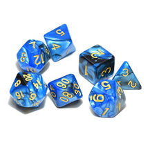 Load image into Gallery viewer, Blue and Black Marble Dice Set C 