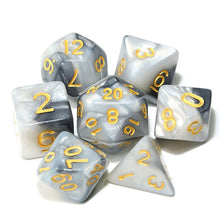 Load image into Gallery viewer, White and silver marble dice set | 7 Piece