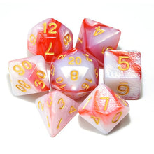 Load image into Gallery viewer, White and Red marble dice set | 7 Piece